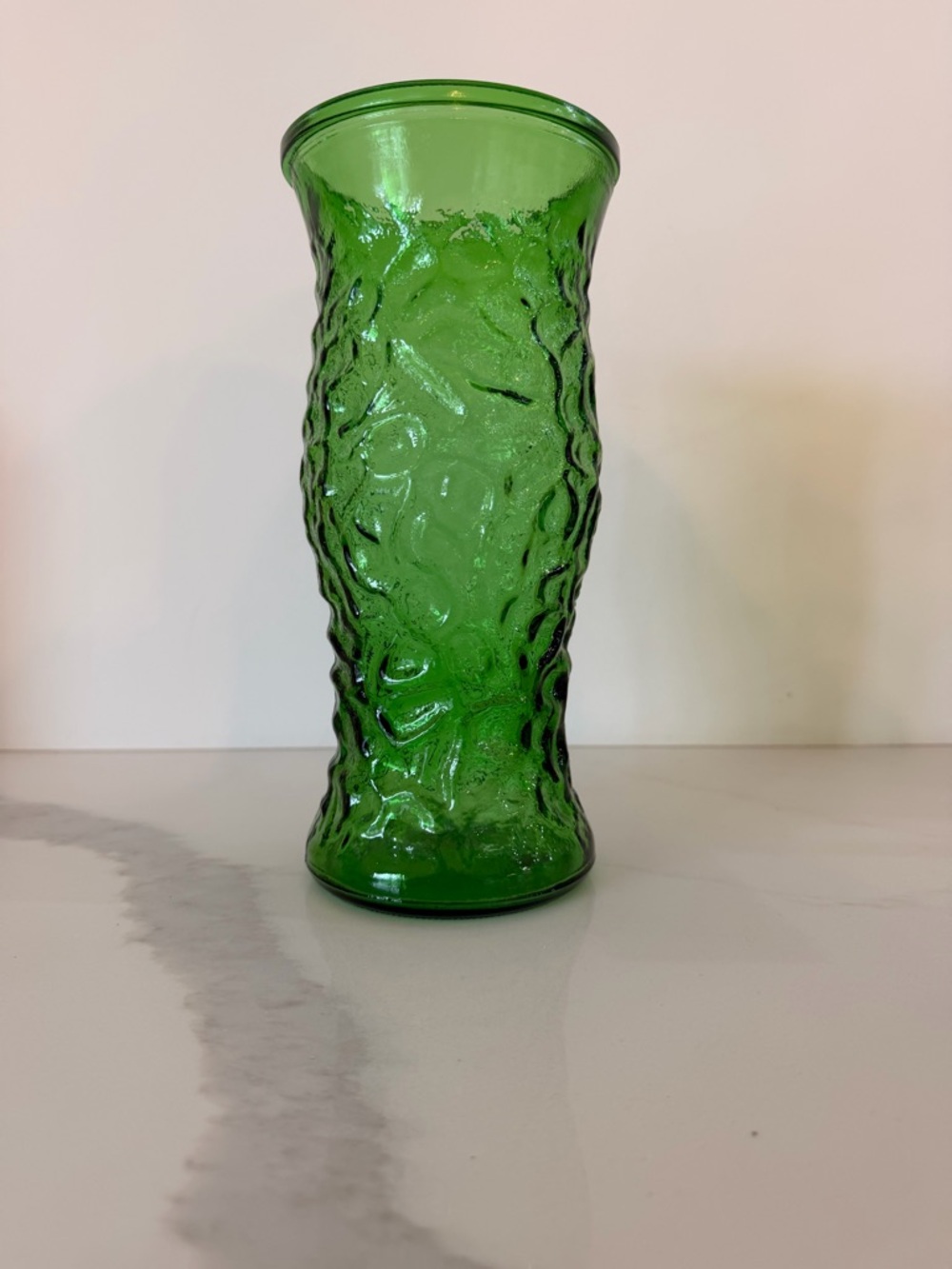 VTG Green Textured Hoosier Glass Vase